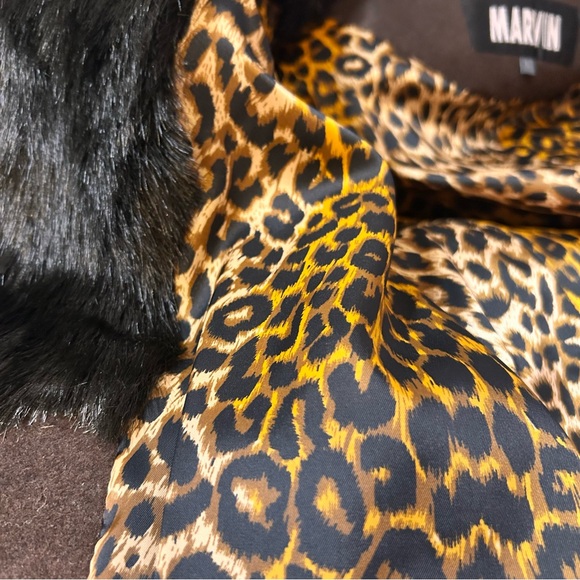 Marvin Richards Vintage Brown Wool Coat with Leopard Lining - Size Large - Picture 11 of 13